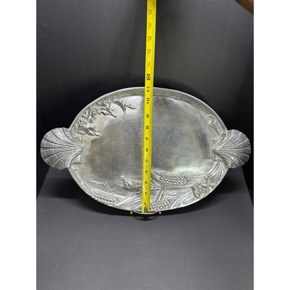 Vtg Arthur Court 86 Scallop Shell Serving Platter Aluminum Serving Tray 20"x11" - Picture 4 of 7